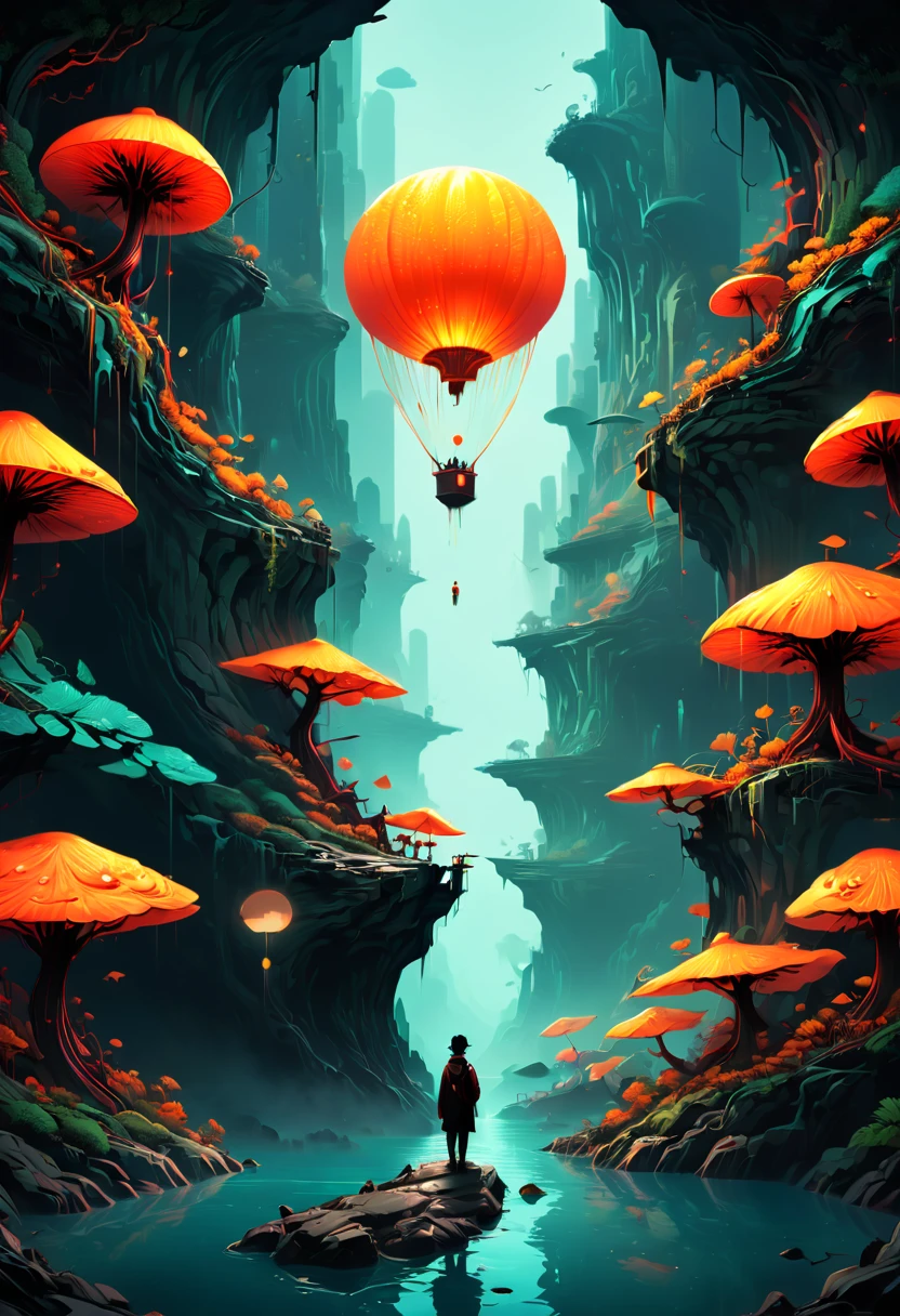 Underground Place by Tang Yau Hoong, high saturation, fantasy art, enhance, intricate, (best quality, masterpiece, Representative work, official art, Professional, 8k)
