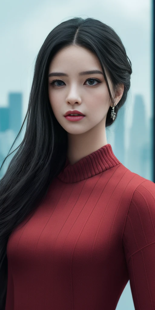 (1girl:1.3), Solo, (((Very detailed face)))), ((Very detailed eyes and face)))), Beautiful detail eyes, Body parts__, Official art, Unified 8k wallpaper, Super detailed, beautiful and beautiful, beautiful, masterpiece, best quality, original, masterpiece, super fine photo, best quality, super high resolution, realistic realism, sunlight, full body portrait, amazing beauty, dynamic pose, delicate face, vibrant eyes, (from the front), She wears Spider-Man suit, red and black color scheme, spider, very detailed city roof background, rooftop, overlooking the city, detailed face, detailed complex busy background, messy, gorgeous, milky white, highly detailed skin, realistic skin details, visible pores, clear focus, volumetric fog, 8k uhd, DSLR, high quality, film grain, fair skin, photo realism, lomography, futuristic dystopian megalopolis, translucent
