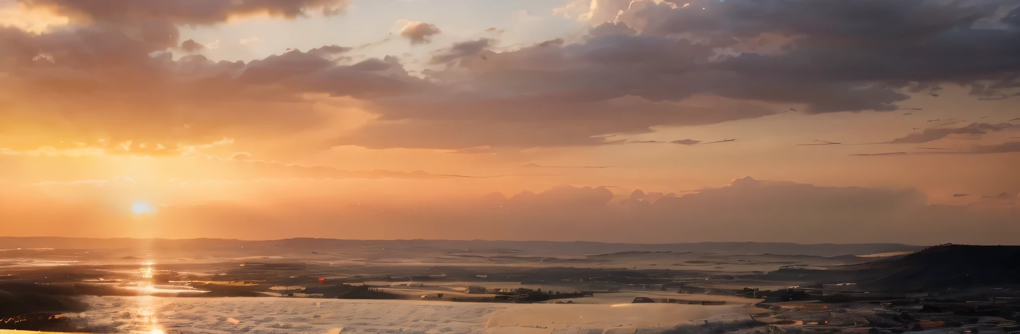 Sunset,8K masterpiece, Microclouds, ((Sunset scene)),Create a panoramic landscape, stunning environment,best quality,Photo actual, masterpiece, 超high resolution,Detailed background,actual, film light, extremely delicate and beautiful, Astonishing, fine details, masterpiece, Super detailed, high resolution, Best Illustration, best shadow, complex, depth of field,high contrast