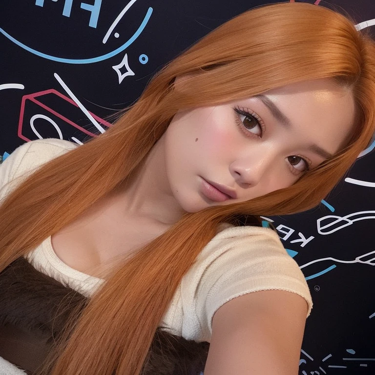 mulher arafed com longos cabelos ruivos posando para uma foto, parque roseanne de blackpink, tzuyu de duas vezes, portrait of jossi do blackpink, jossi do blackpink, Lalisa Manobal, ela tem cabelo longo redoranjado, Lalisa Manoban do Blackpink, ela tem longos cabelos castanhos alaranjados, Jinyoung Shin, Kim Doyoung, Sun Yunjoo