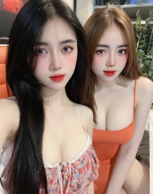 (realistic、high resolution:1.3)、 1 girl with perfect figure、selfee、((white skin:1.3))、big breast、white bikini、looking at viewers、super fine face and eyes、long hair、 in bedroom, sit on the bed、upper body、half body