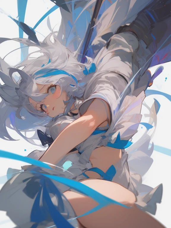 Highest Quality、beautiful、one girl、random facial expressions、random hairstyle、bikini、dynamic angle、don't look at the audience、Simple white background