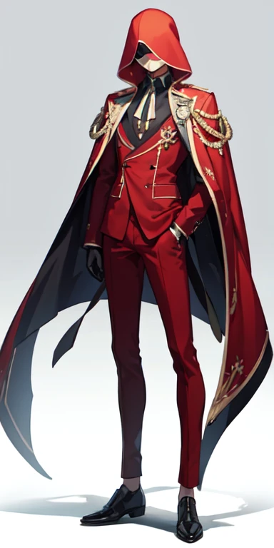 ((best quality)), ((masterpiece)), (detailed),full body anime picture of a male organization leader , red and purple outfit , hidden eyes , mask , 1 person