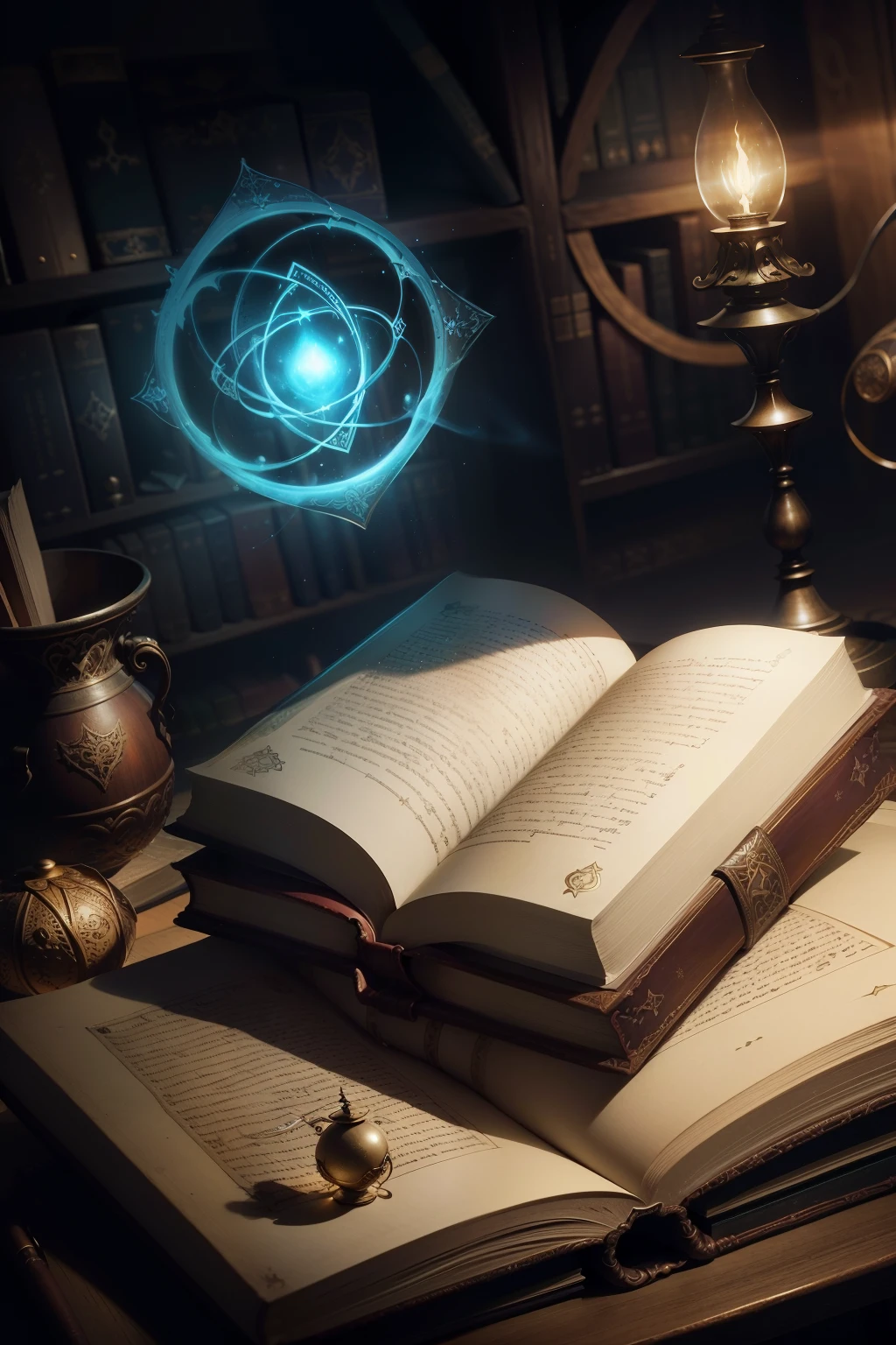 In the heart of a quiet, secluded library, there lies a magical book of mystical techniques, waiting to be discovered. The book is bound in ancient, leather cover, its pages yellowed with age yet filled with a vibrant, ethereal energy. With each turn of the page, intricate diagrams and symbols come to life, shimmering in the soft, studio lighting. The air around the book seems to crackle with magic, beckoning the curious and the brave to unravel its mysteries. Delve deep into the universe of hidden knowledge, where the lessons within the pages can transform the ordinary into the extraordinary. Whether you seek answers to the fundamental questions of existence or simply yearn to expand your
