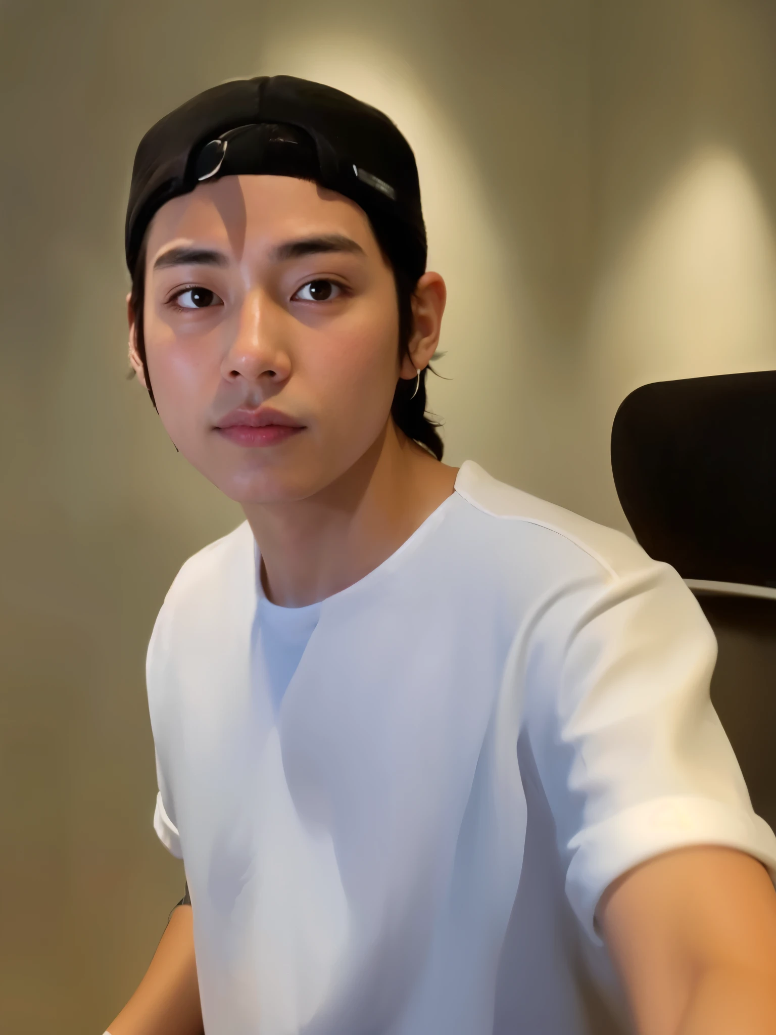 there is a man sitting on a table with a laptop, artista coreano, Retrato de Jossi do Blackpink, adorable and pale korean face, taejune kim, Kentaro, hyung tae, taken at the beginning of 2020, Takahashi Macoto, Tommy 1 6 anos, Hong junho hyung, homem sul-coreano, Kosuke-ono, half body head shot