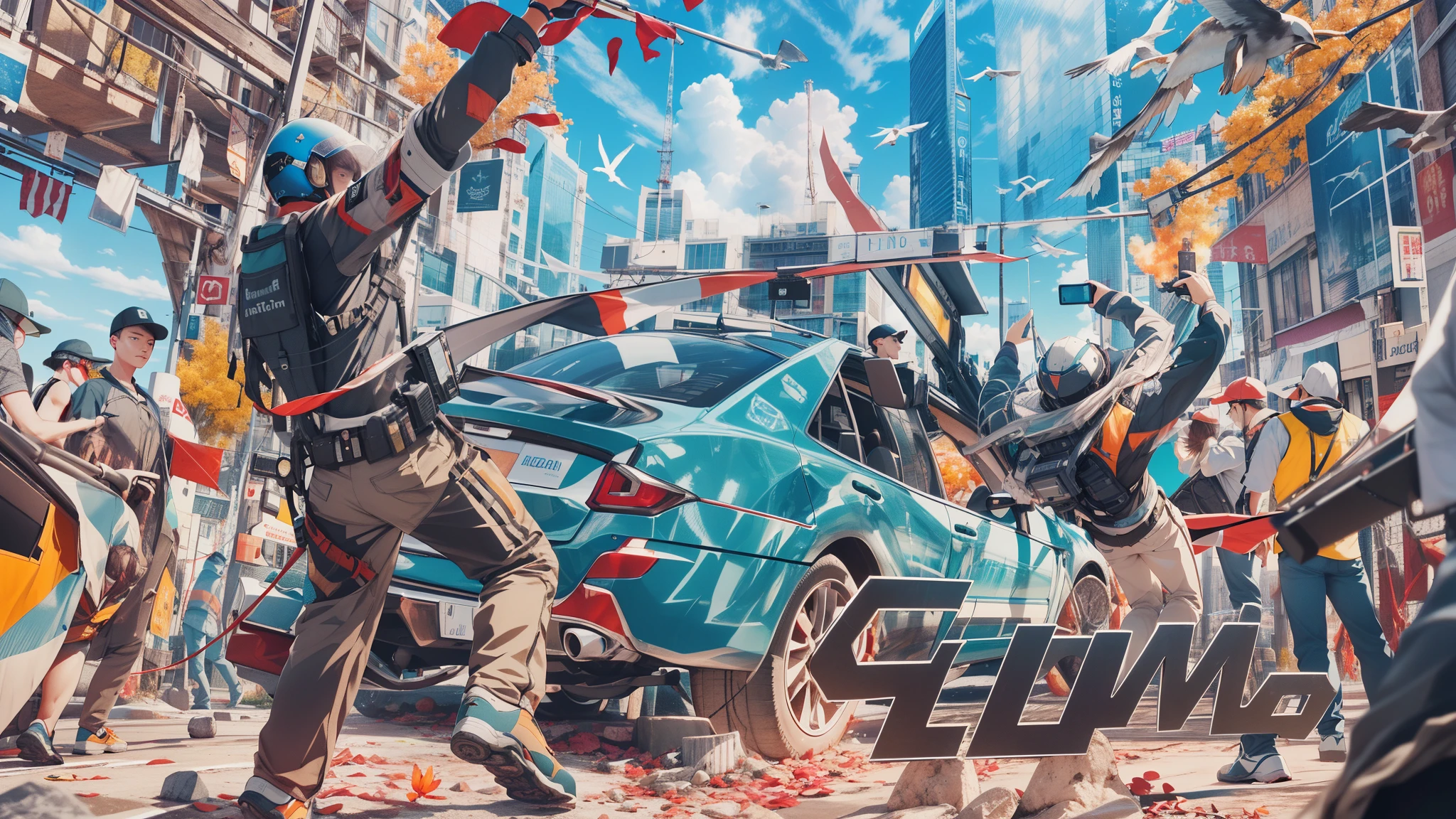 Capture the breathtaking moment as a someone falls out of the sky and crashes on a police car . This RAW masterpiece showcases an ultra-high resolution, photorealistic full-body portrait, illuminated by the warm glow of sunlight. The scene is rendered in the captivating style of mecha sci-fi anime, boasting an impressive 8K resolution for the best quality imagery. Crafted with Unreal Engine 1.4, this piece features ultra-realistic 64K CG, skin texture at 1.4, and volumetric fog to add depth and atmosphere. The details are further enhanced with 8K UHD, DSLR quality, film grain, and the artistic touch of lomography. The result is a stunning blend of high-quality visuals, translucent effects, and photorealism that truly captivates the viewer.