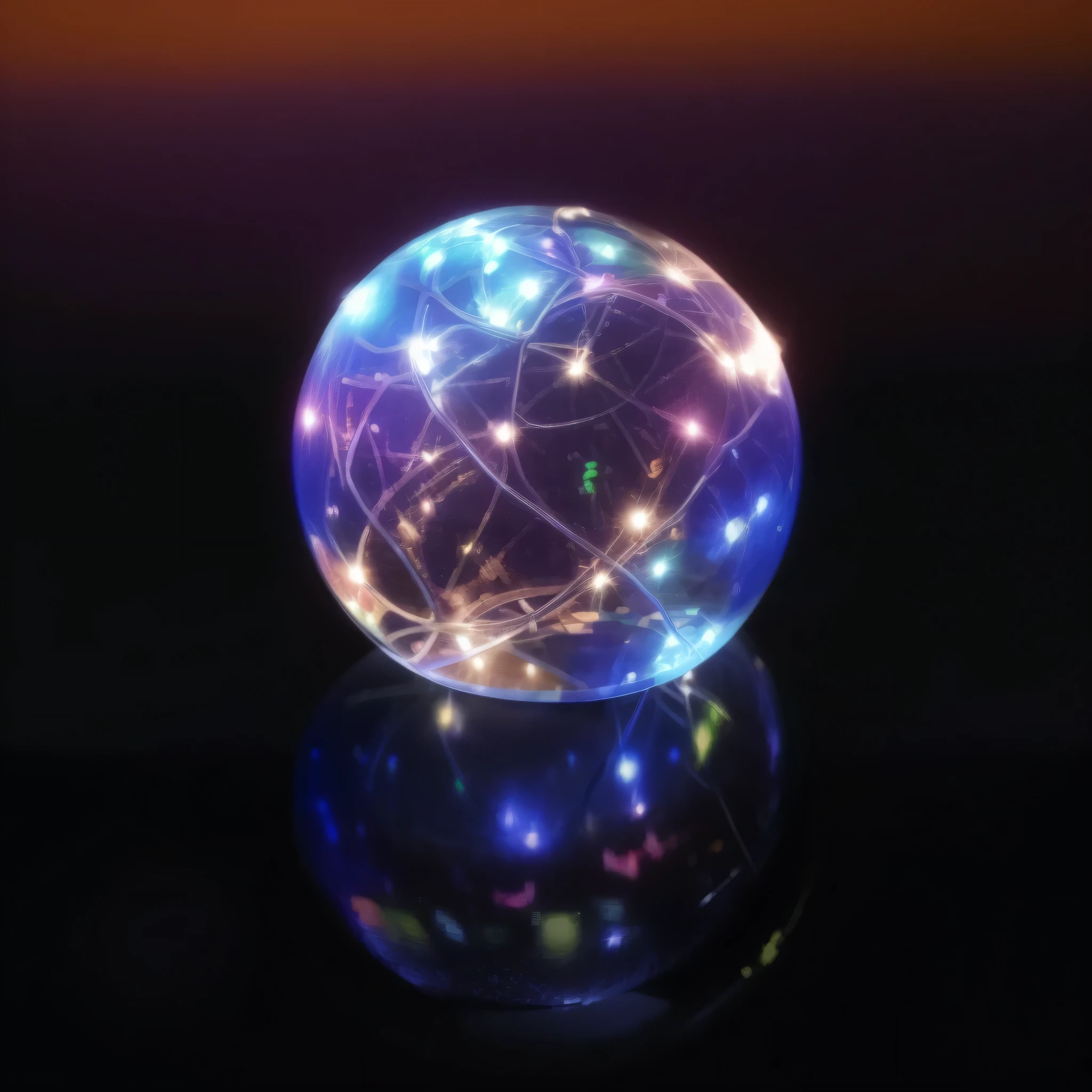 There is a transparent sphere, glowing sphere, translucent sphere, Inflatable, PVC material, High reflectivity, There are colored lights inside,There are white wires inside. The product design rendering includes 3D Product renderings, Product renderings, furniture concept photo, and product design photography