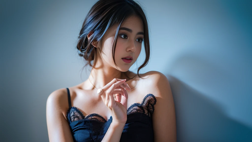 (masterpiece), (extremely intricate:1.3), (realistic), portrait of a girl, the most beautiful in the world, (Lingerie), upper body, indoors, intense sunlight, bedroom, professional photograph of a stunning woman detailed, sharp focus, dramatic, award winning, cinematic lighting, octane render unreal engine, volumetrics dtx, (film grain, blurry background, blurry foreground, bokeh, depth of field, sunset, motion blur:1.3), Italian