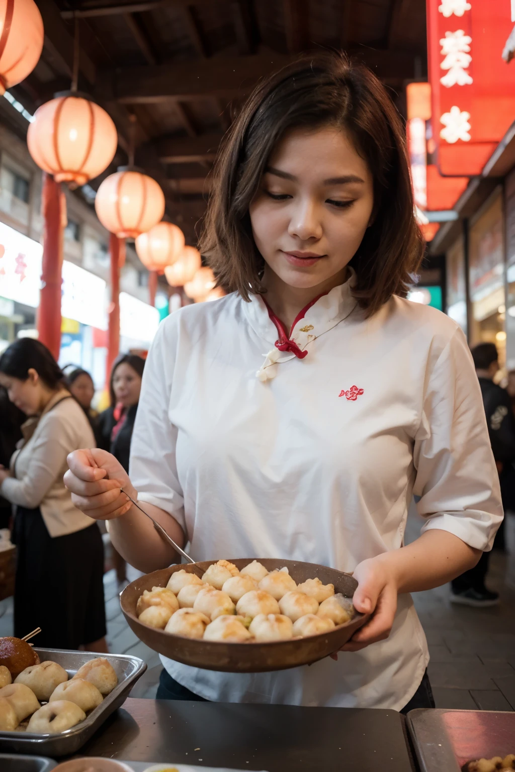 Spring Festival，A lot of people，Make a dumpling