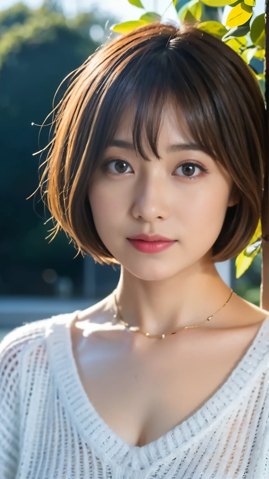 (highest quality, 8K, 32K, masterpiece, UHD:1.2),photo of cute japanese woman, big breasts, very short bob hair,sweater, whole body, looking at the viewer,