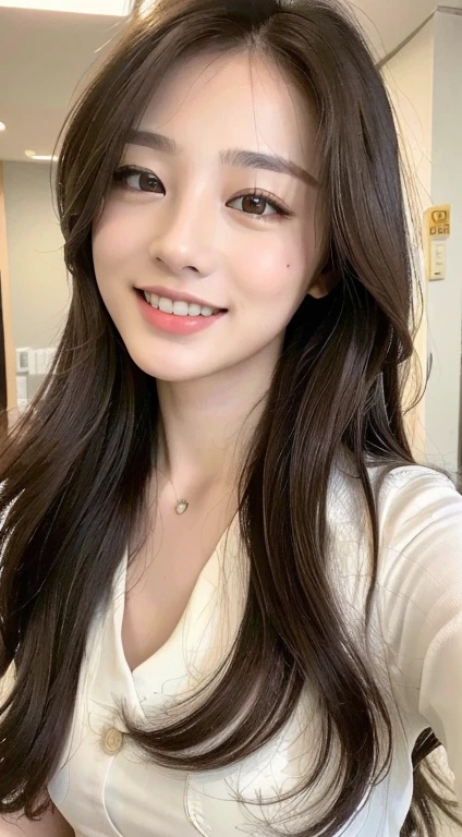 ((highest quality、8K、masterpiece:1.3))、beautiful woman with perfect figure:1.4、(Brown long hair、:1.3)、casual wear、hospital、Highly detailed face and skin texture、detailed eye、double eyelid、laughter:1.5、Full body Esbian、doctor、nurse uniform