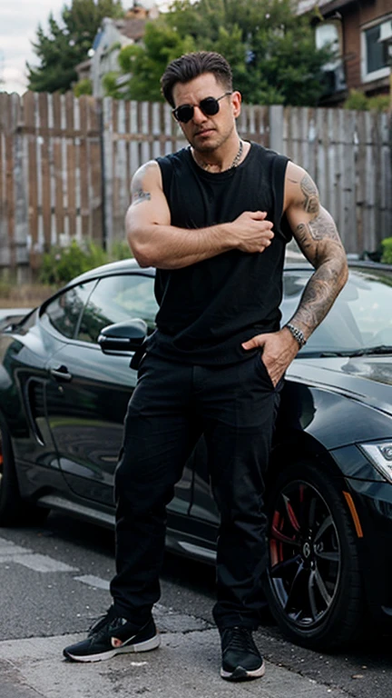 Gangster man withe guns cars gang