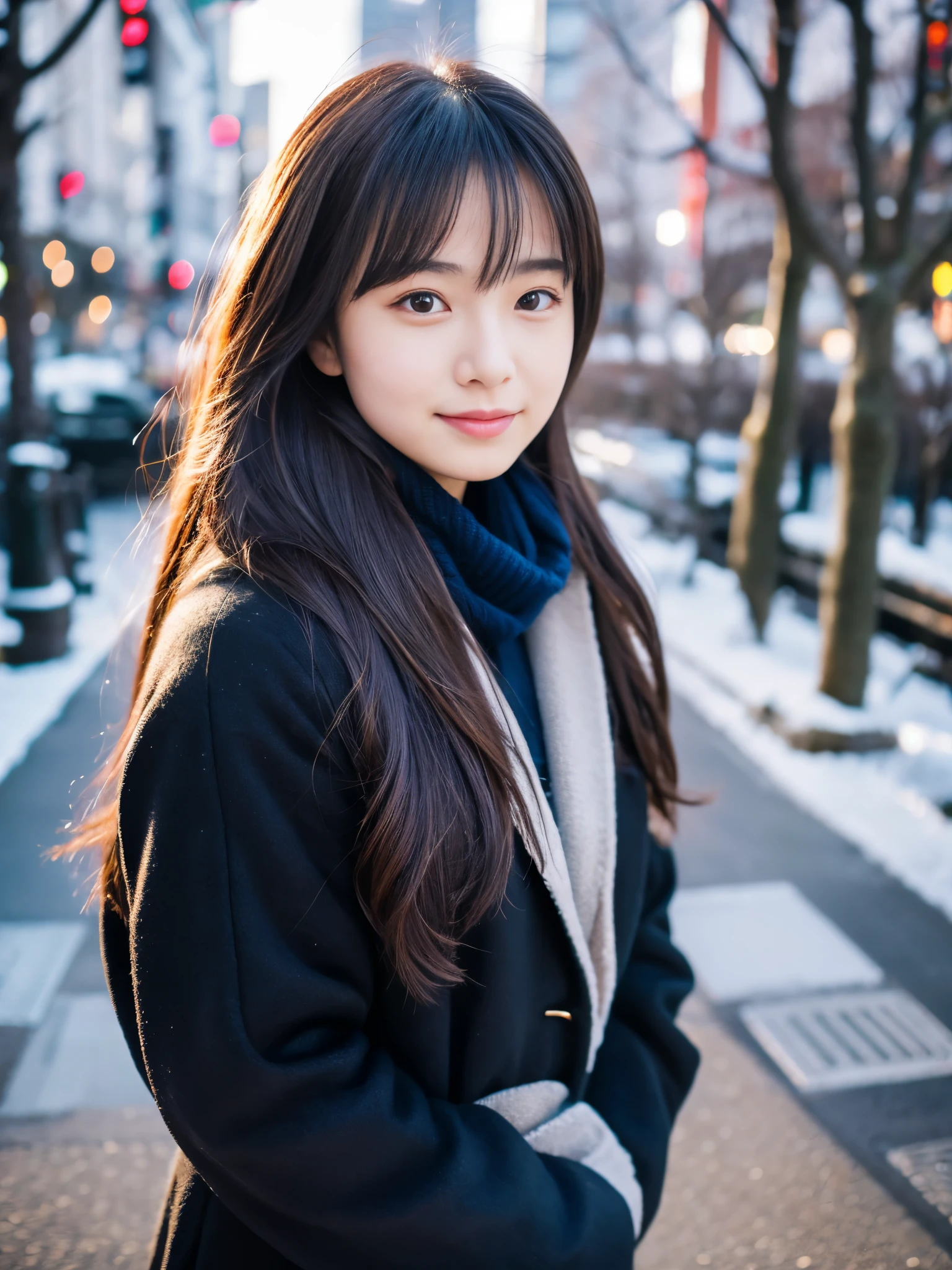 Realism, 8K full-body portrait, beautiful woman, charming expression, 20 years old, Tokyo eight cities, Winters, Shibuya background