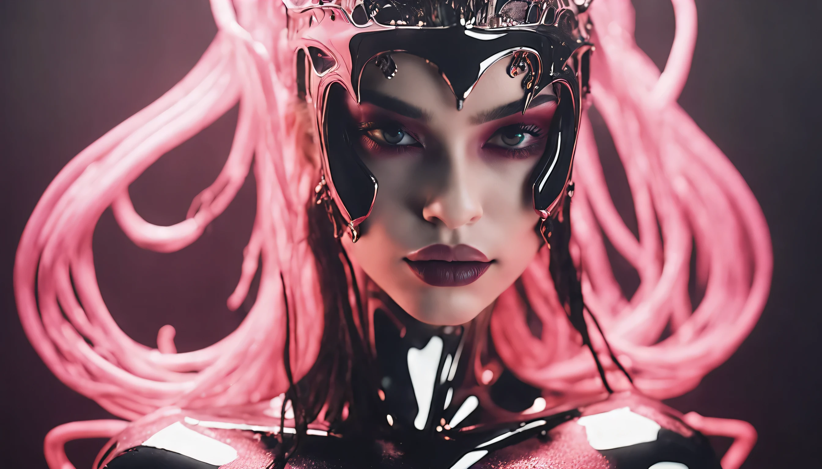 Movie般的 photo simple background, pink eyes, slime \(substance\), melt, liquid, glowing eyes, black background, mercury, open lips, 滴water, water, 1 girl, long hair, portrait, looking at the audience, mask, Very detailed, Movie般的, Single focus, drama性的光, beautiful, elegant, complex, futuristic, rich deep color, drama, Astonishing, attractive
 . 35mm photo, Movie, Bokeh, professional, 4K, Very detailed