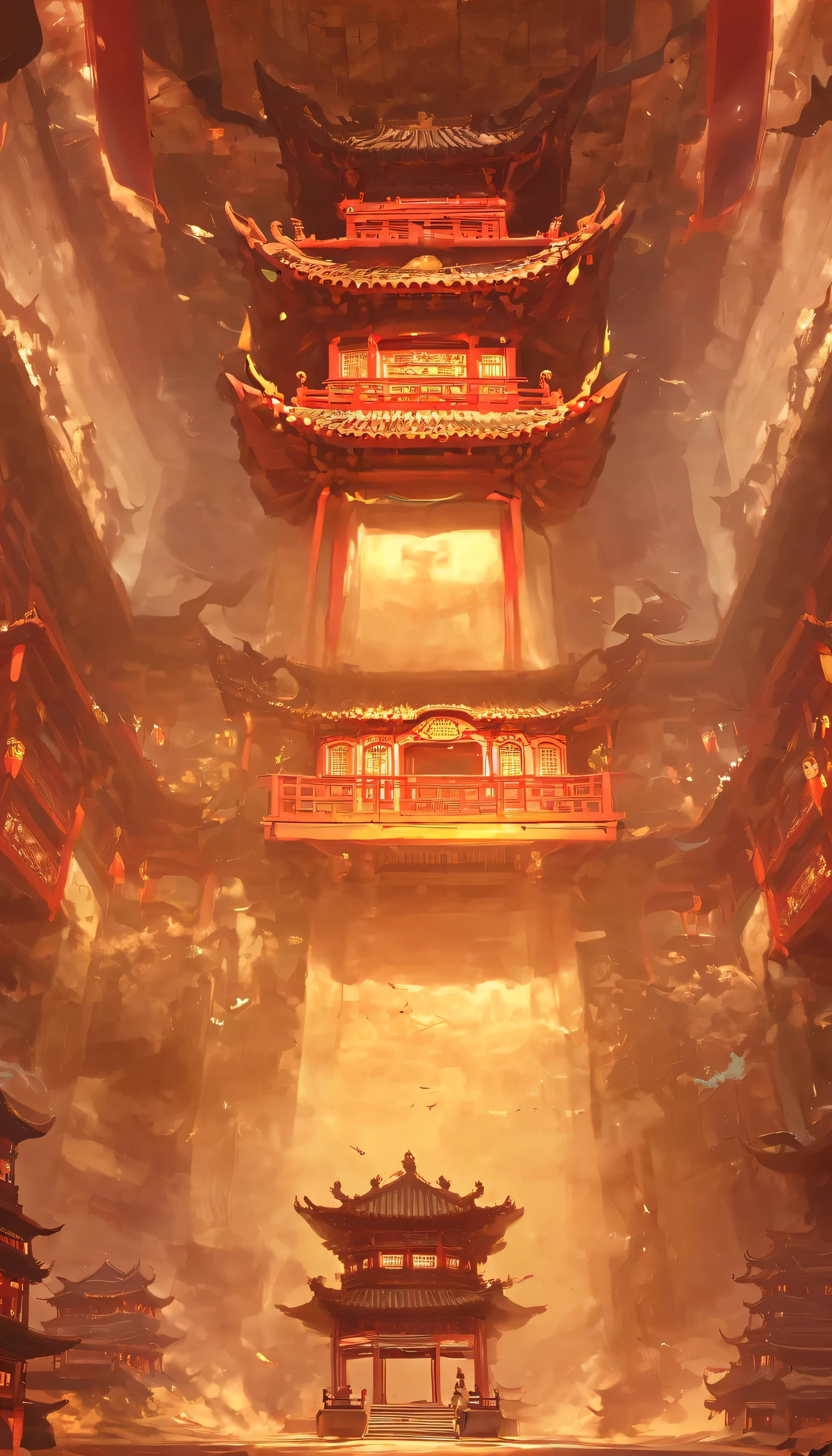 underground:1.5.underground古墓:1.37.(((神秘的东方underground古墓,underground古墓,Magnificent and spacious majestic landscape))),Red sedan suspended in the air,Chinese sedan,dim lights,intricately carved stone walls,ceiling,The mysterious atmosphere is scary,Supernatural powers。