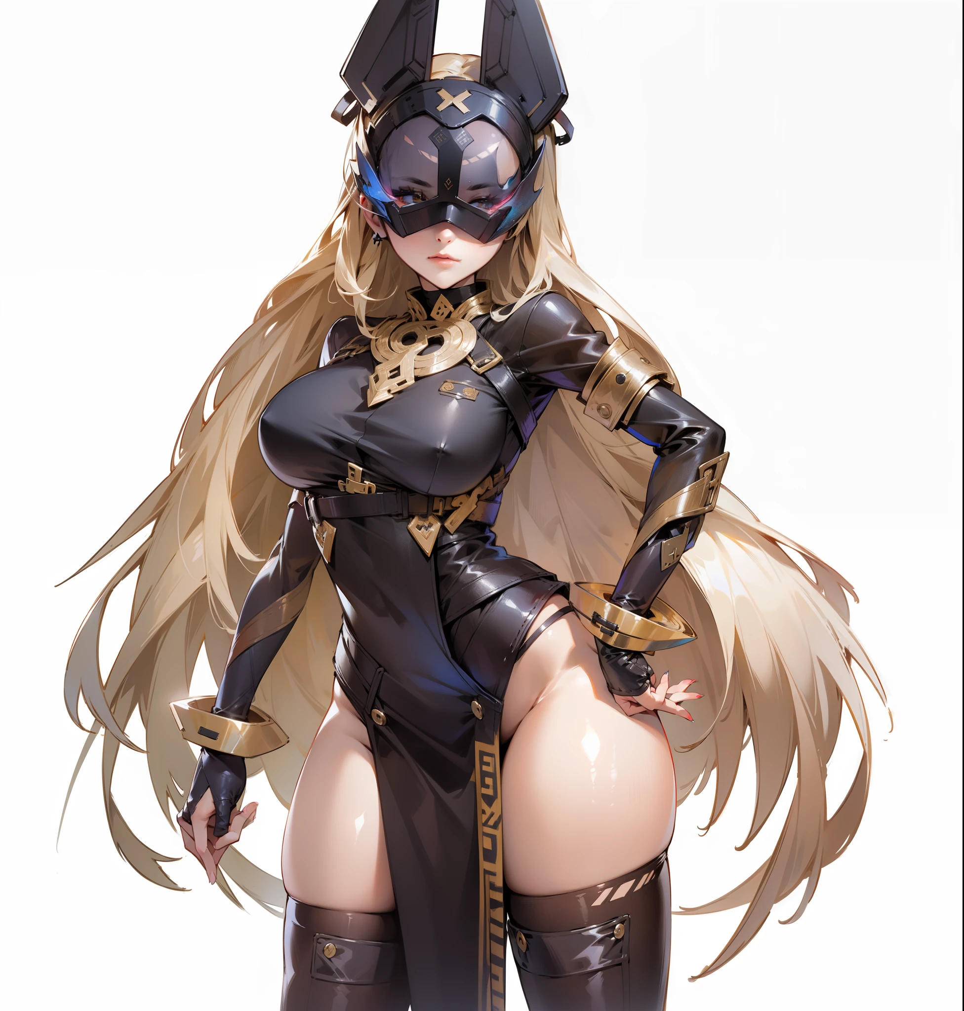 Wear a leather coat,woman wearing mask,Mysterious and sexy,Exquisite Hair,