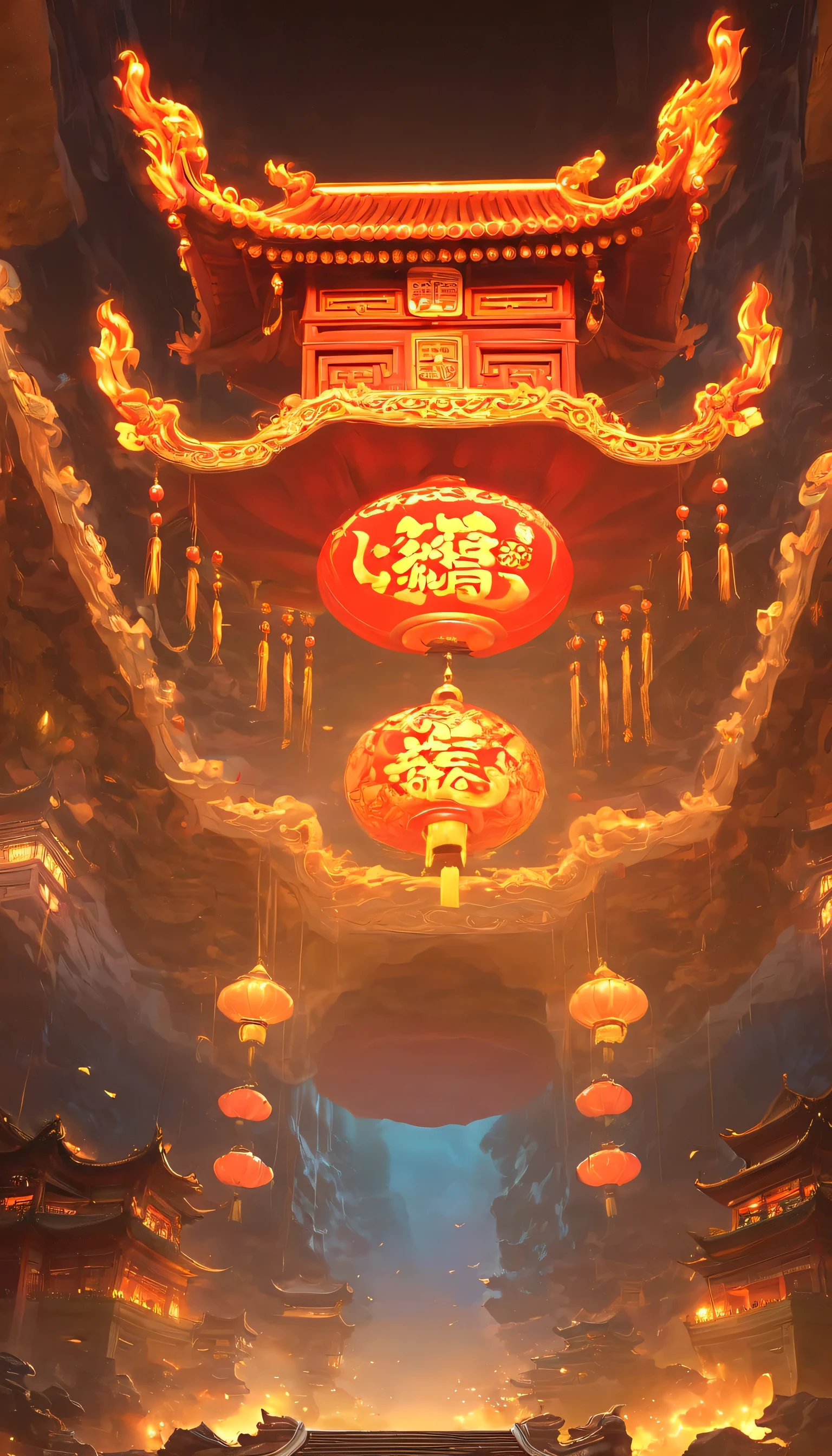 underground：1.5.underground古墓：1.37.（（（神秘的东方underground古墓，underground古墓，The landscape inside the cave is spacious and magnificent））），（（Red sedan suspended in the air，Chinese sedan，chain on car，bell on chain，Chinese sedan）），dim lights，intricately carved stone walls，ceiling，The mysterious atmosphere is scary，Supernatural powers。
