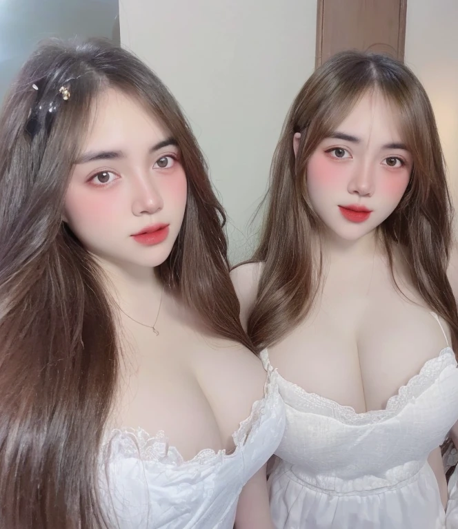 (realistic、high resolution:1.3)、 1 girl with perfect figure、selfee、((white skin:1.3))、big breast、white bikini、looking at viewers、super fine face and eyes、long hair、 in bedroom, sit on the bed、upper body、half body