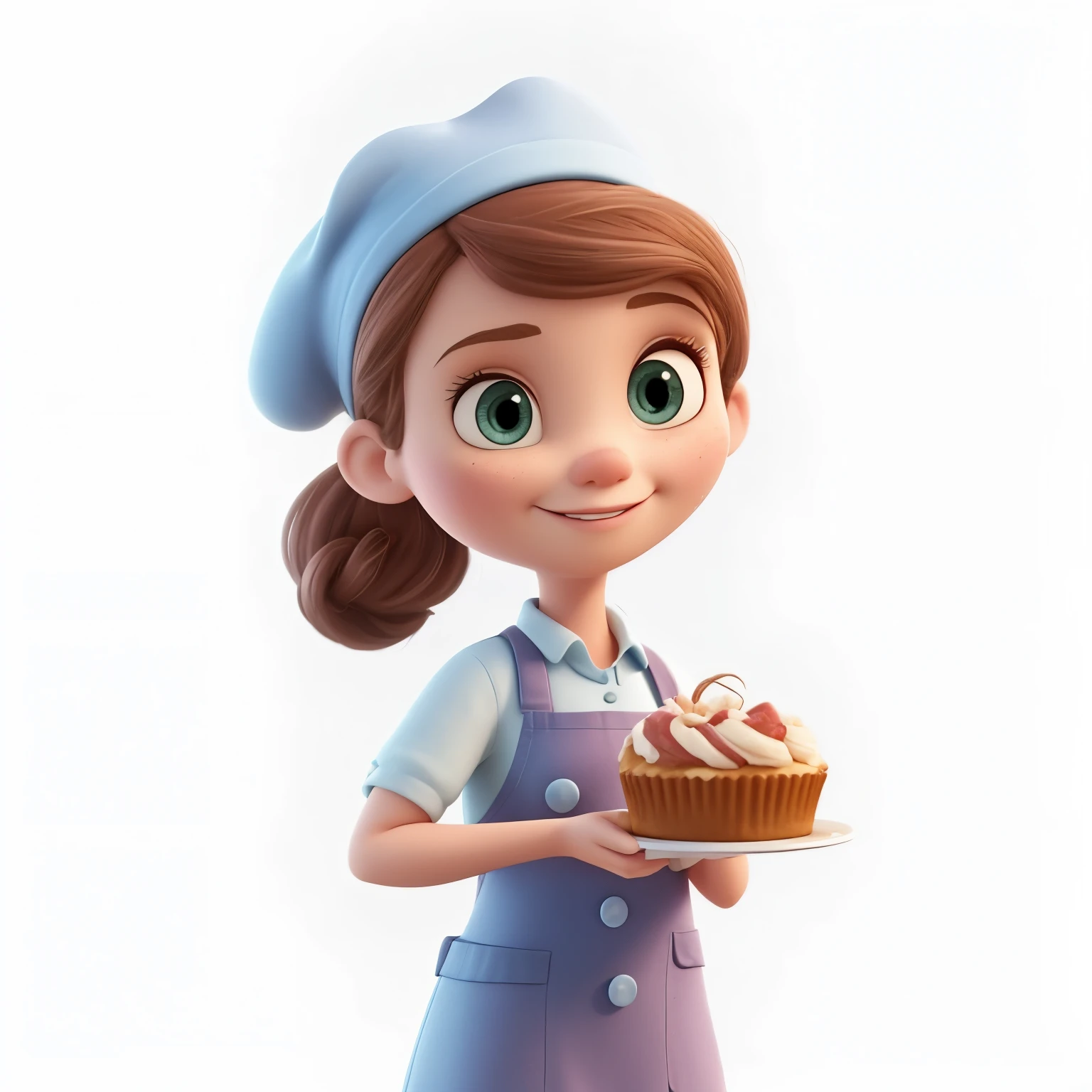 cartoon girl holding a cake in a kitchen with a pink wall, in style of disney animation, baking artwork, animation style render, stylized as a 3d render, animated film, pixar and disney 3d style, animated movie still, animation illustrative style, diseny animation style, stylized 3 d, 3 d render stylized, pixar cute character design, (cooker hood)