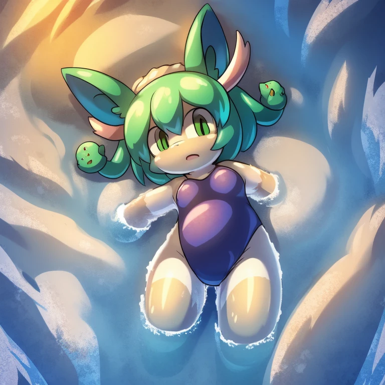 alone, Detailed hair, young，one-piece swimsuit,Firmware version, furry anime, Bragon, very cute face, Blushed, young, Detailed background, Detailed fanart, pixiv, number, masterpiece, high quality, high resolution，stuck in ice，Lie on one's stomach，covered in ice，freezing，Only the head is exposed，random color，random species，personal portrait，The tail is in the right position