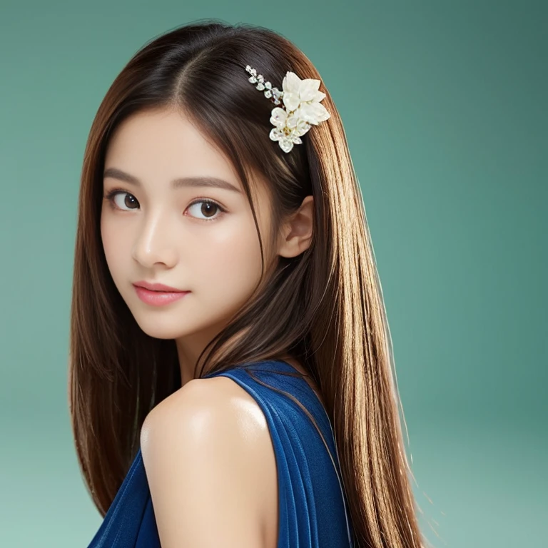 a transcendent beautiful girl, neat and innocent, advertising photograph of the highest class cosmetics