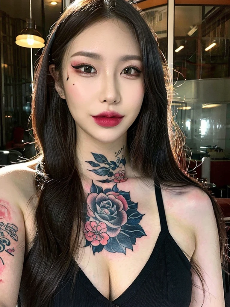 everyday daily look, full body yakuza tattoo, Full body irezumi tattoo, Irezumi tattoo wrapping around the neck, selfie