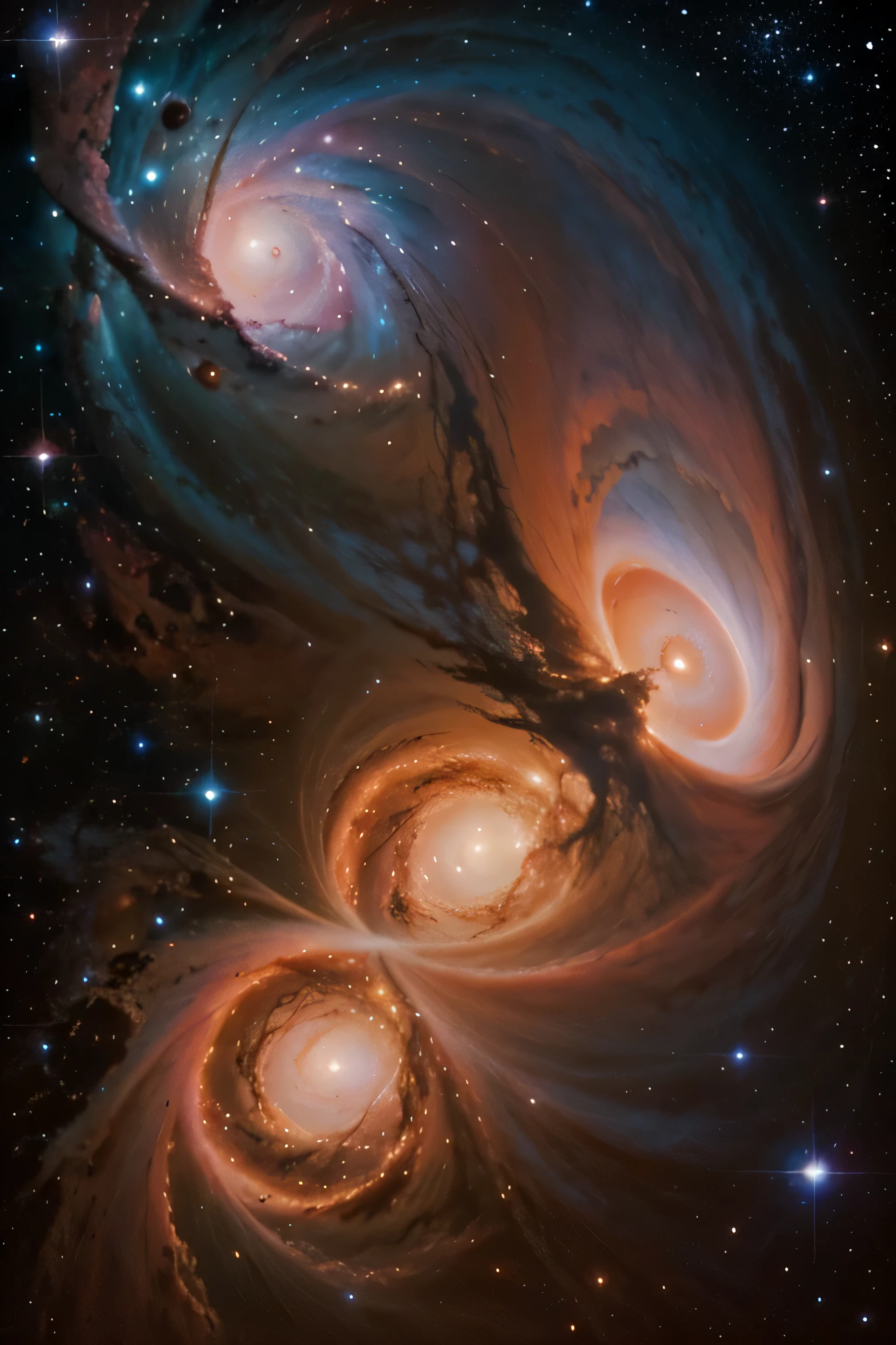 A beautiful naked orange-haired woman, with a big tatou of an milkyway, in the form of the Orion nebula