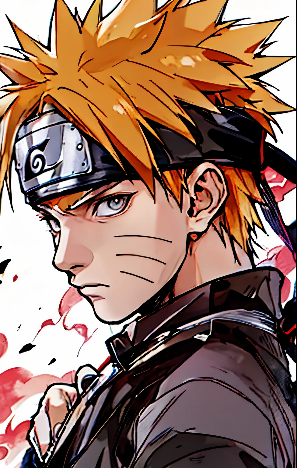 Drawing of a man wearing hat and glasses, naruto art style, Uzumaki Naruto, From Naruto, perfect lines, clean lines, Kakashi hatake, anime style, Joker as Naruto, comic drawing, ink comic drawing, pencil and ink comic drawing, anime drawing, Kakashi, striking manga artstyle, clean anime outlines