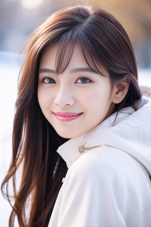 beautiful woman with perfect eyes and nose、beauty like a model、cute like a model、eyes are double、How to use regular mascara、eye color is blue、Hair color is pink、her face is delicate and elegant.、8k images、Beautiful style like a model、usually large、A refreshing and lovely smile、pose like a model、Overall image、snap shot、Glamaloid Smile、Beautiful and delicate face like a model、highest quality、Masseter muscle part、cute smile、 atmosphere、elegant beauty、go outside in winter、white down jacket、sexy red miniskirt、cute smile、vivid luxury、sexy pose、