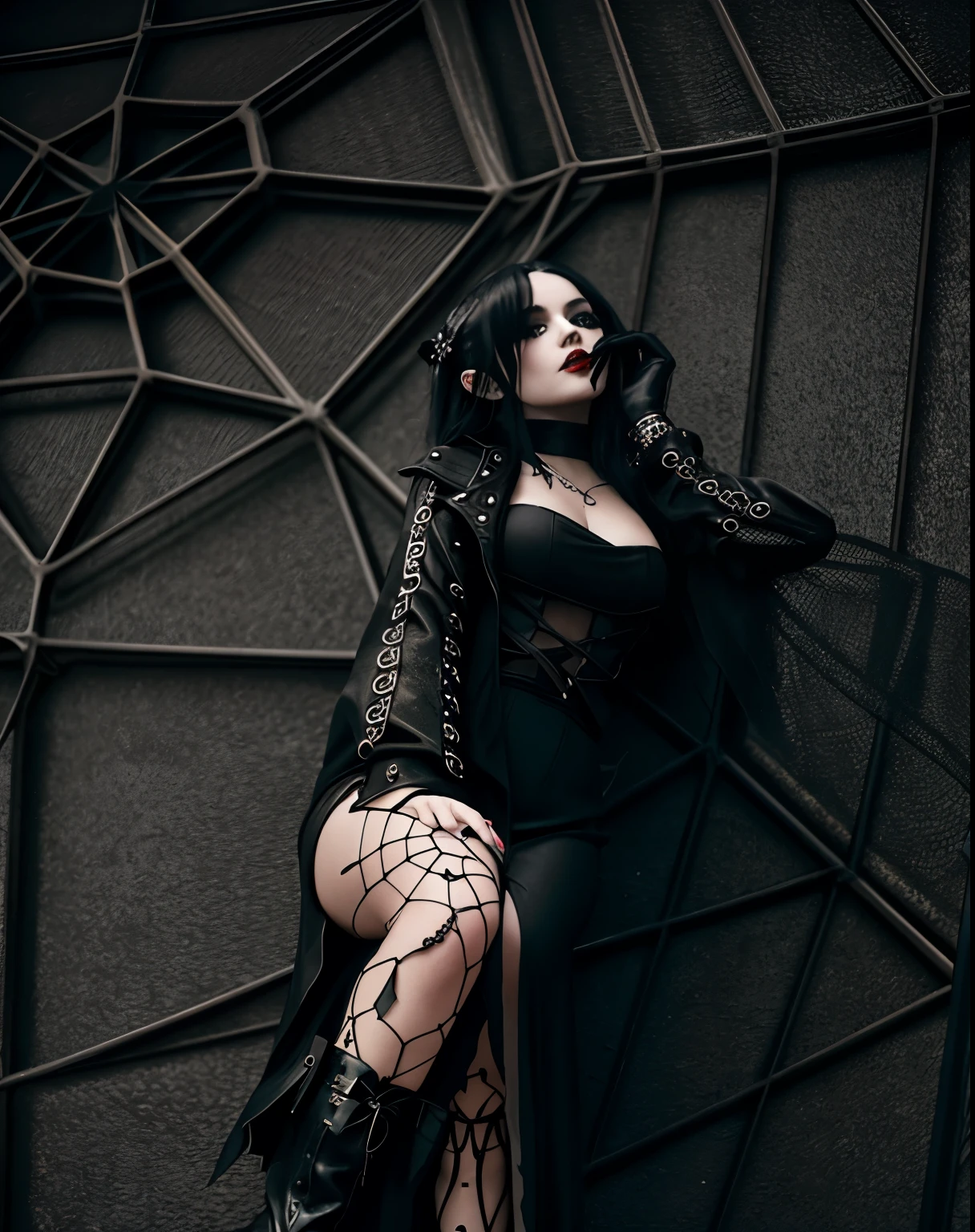 someone is wearing black boots and a black dress and a spider web, gothic horror vibes, goth aesthetic, gothic aesthetic, darkwave goth aesthetic, goth vibe, killer boots, goth girl aesthetic, ominous gothic aesthetic, goth style, high boots, killstar, pastel goth aesthetic, gothic style, with cobwebs, mall goth, gothcore, wearing gothic accessories