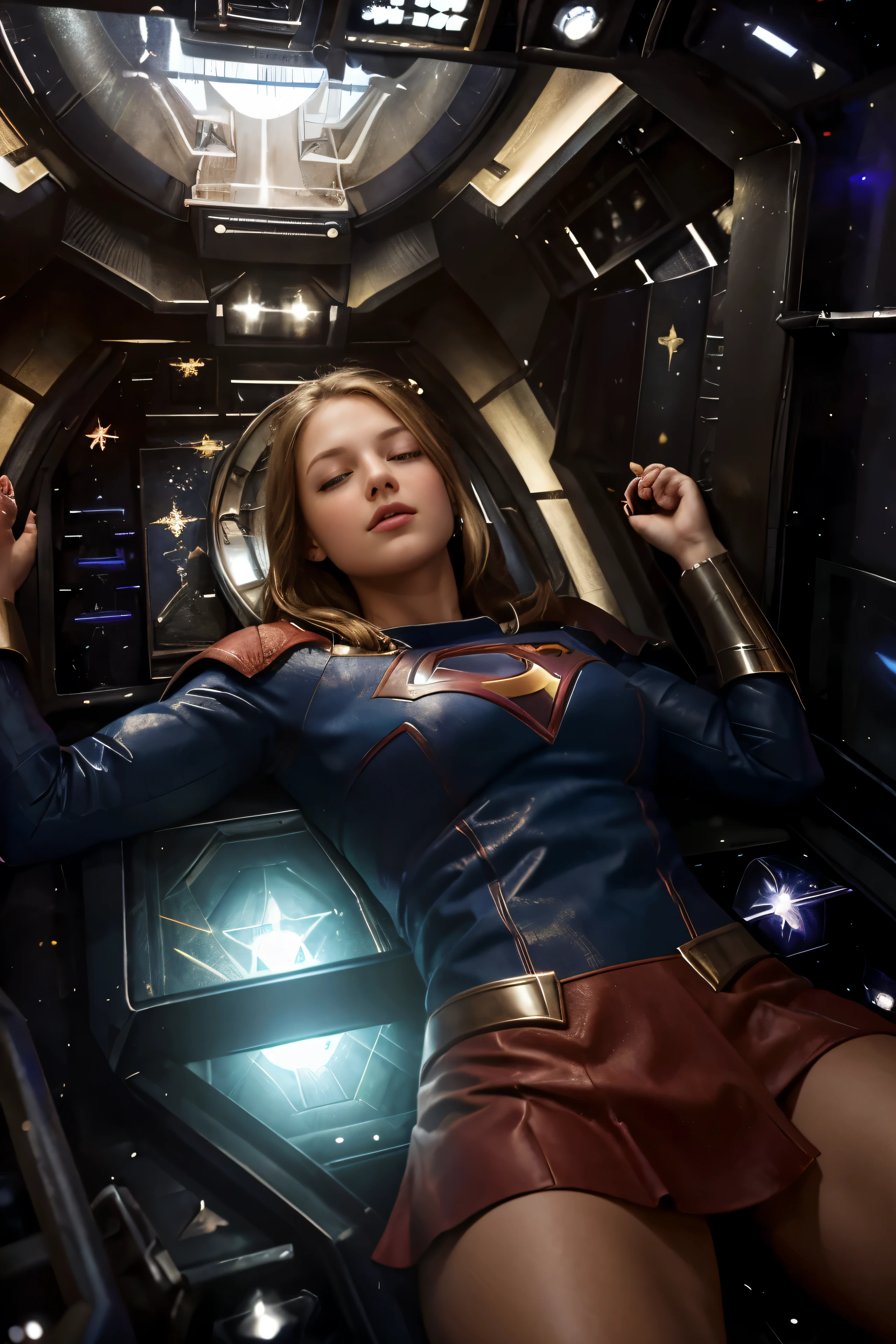 face of Mellissa Benoist, beautiful face, hyper detailed face, eyes close,