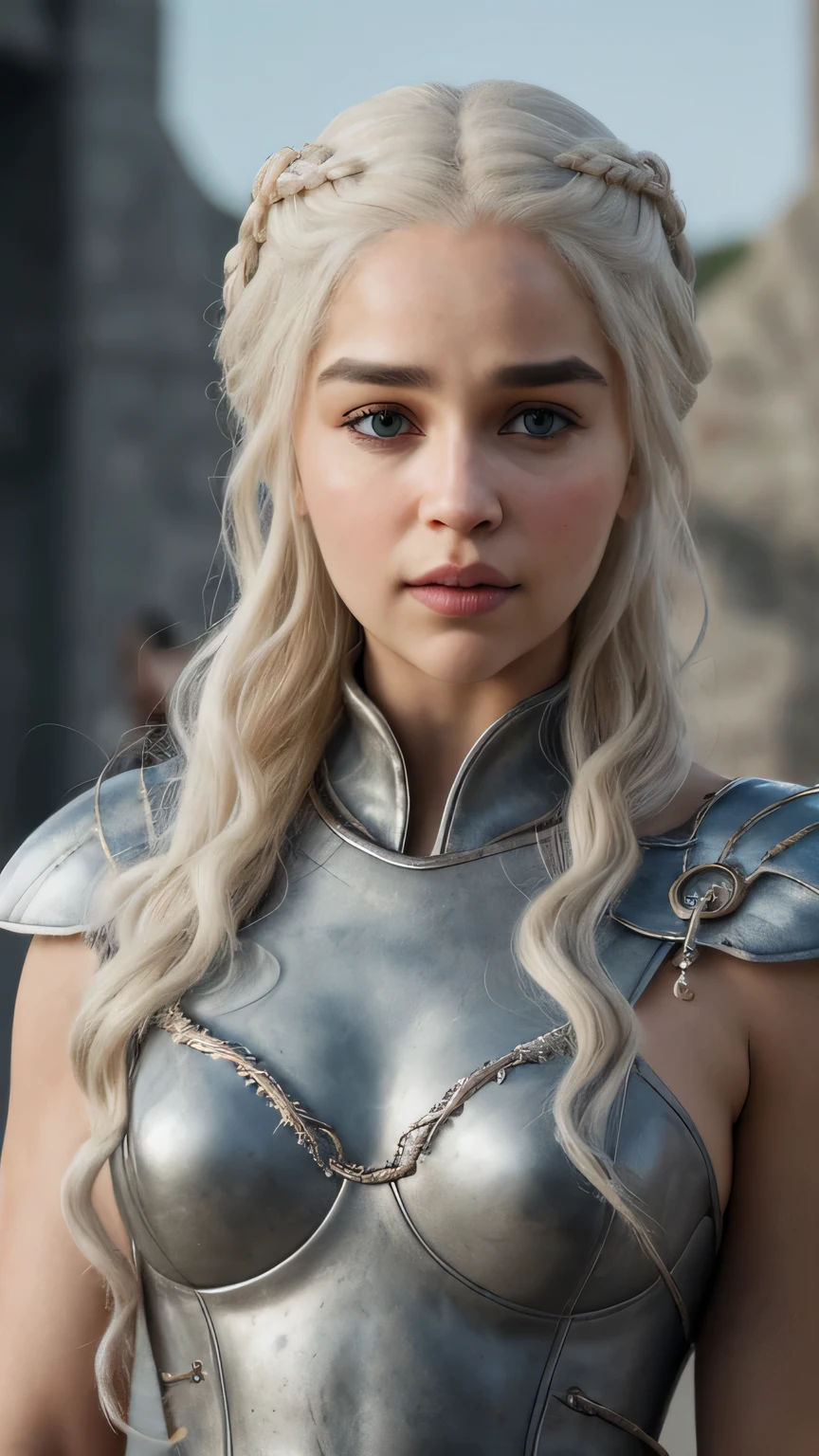 Rich expressions,Face to the front,half body view, raw photo of Daenerys Targaryen, highly detailed, arts station, smooth, sharp focus, 8k, trending on instagram, Trending on Tumblr, HDR 4K, 8k,looking at camera