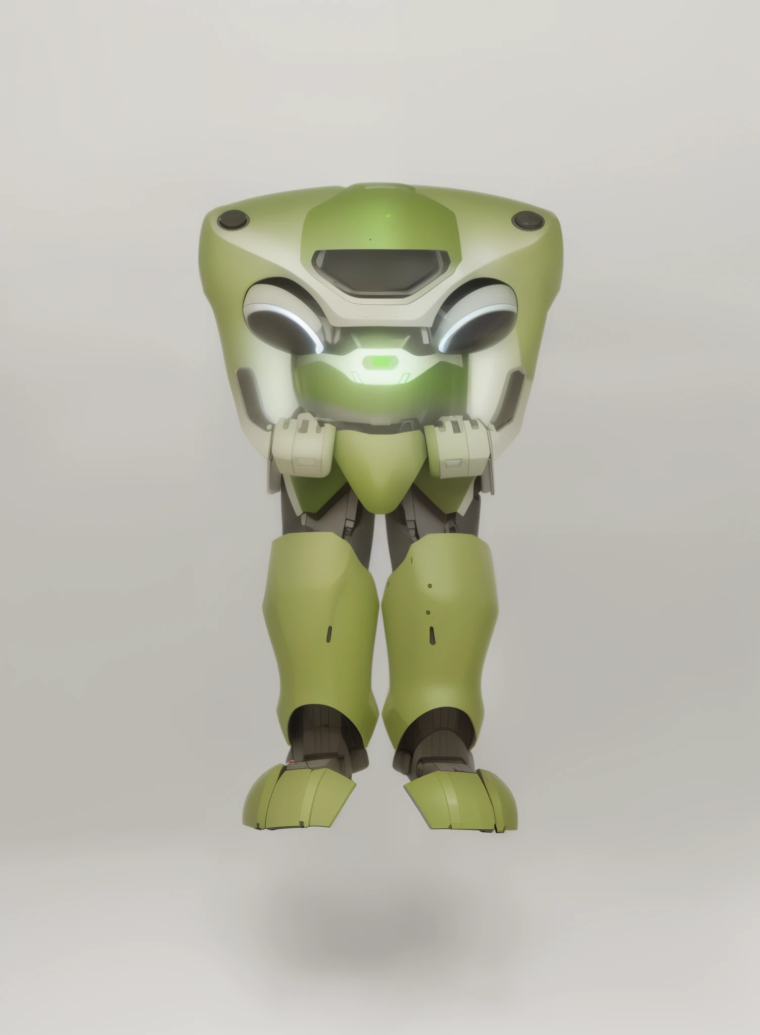 Close-up of a robot wearing a helmet while standing, Mecha body, Mecha in the shape of a manatee, mechasuit, science fiction characters, mechasuit, concept robot, full body mechasuit, Beautiful character design, science fiction characters概念, concept art, Humanoid mech, science fiction characters概念, Full body mecha, Green mech,White background,Realistic effects