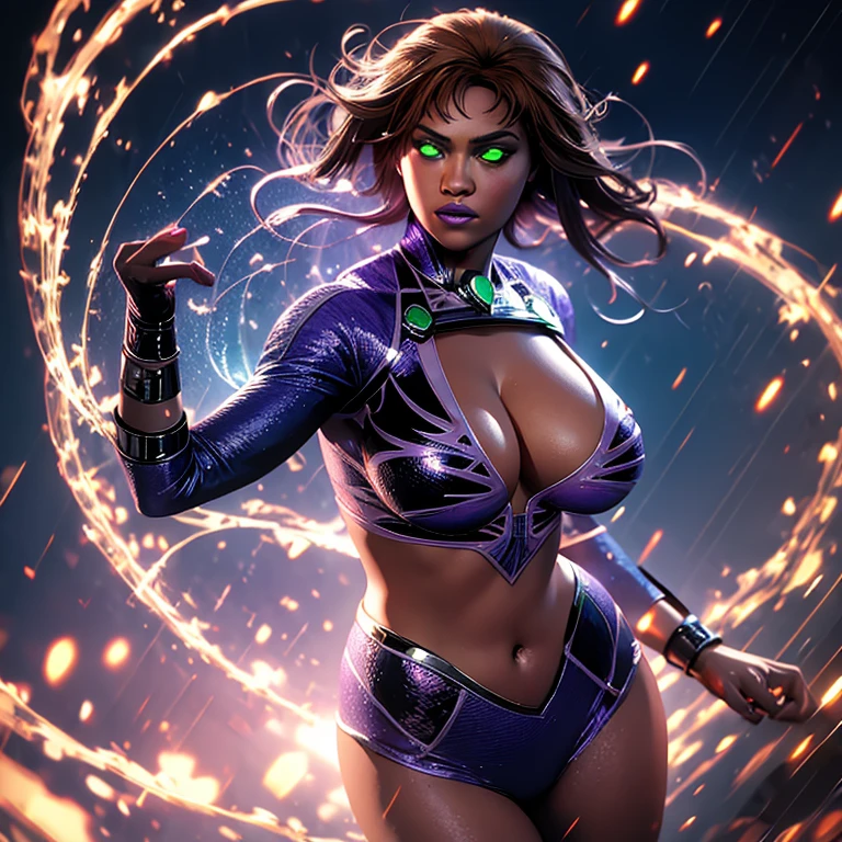 Sexy Starfire with Big Tits, Masterpiece, Best Quality, photorealistic, high contrast, (photorealistic:1.4), 8k high definition, extremely detailed CG, unified 8k wallpaper, very fine 8KCG wallpaper, (masterpiece, Best Quality), High resolution, ultra-detailed, ultra-sharp, Cinematic lighting, 1 girl, full figure, big breasts, Naked,
The image showcases the sexy and alluring Starfire from DC Comics, rendered in stunning detail with a masterpiece-level quality. Her voluptuous figure, characterized by her prominent big tits, takes center stage in this vis