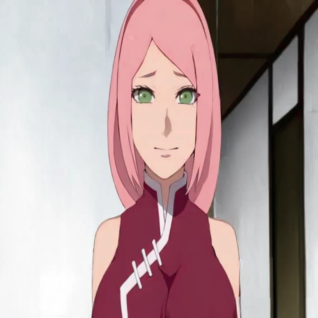 a close up of a person com cabelo rosa and green eyes, haruno sakura, Sakura Haruno, Sakura Haruno in slug sage mode, de naruto, garota de anime chamada Lucy, como personagem de anime, com cabelo rosa, tsunade de naruto, inspirado em Tsuruko Yamazaki, pink iconic character, personagem feminina de anime, Yayoi Kasuma