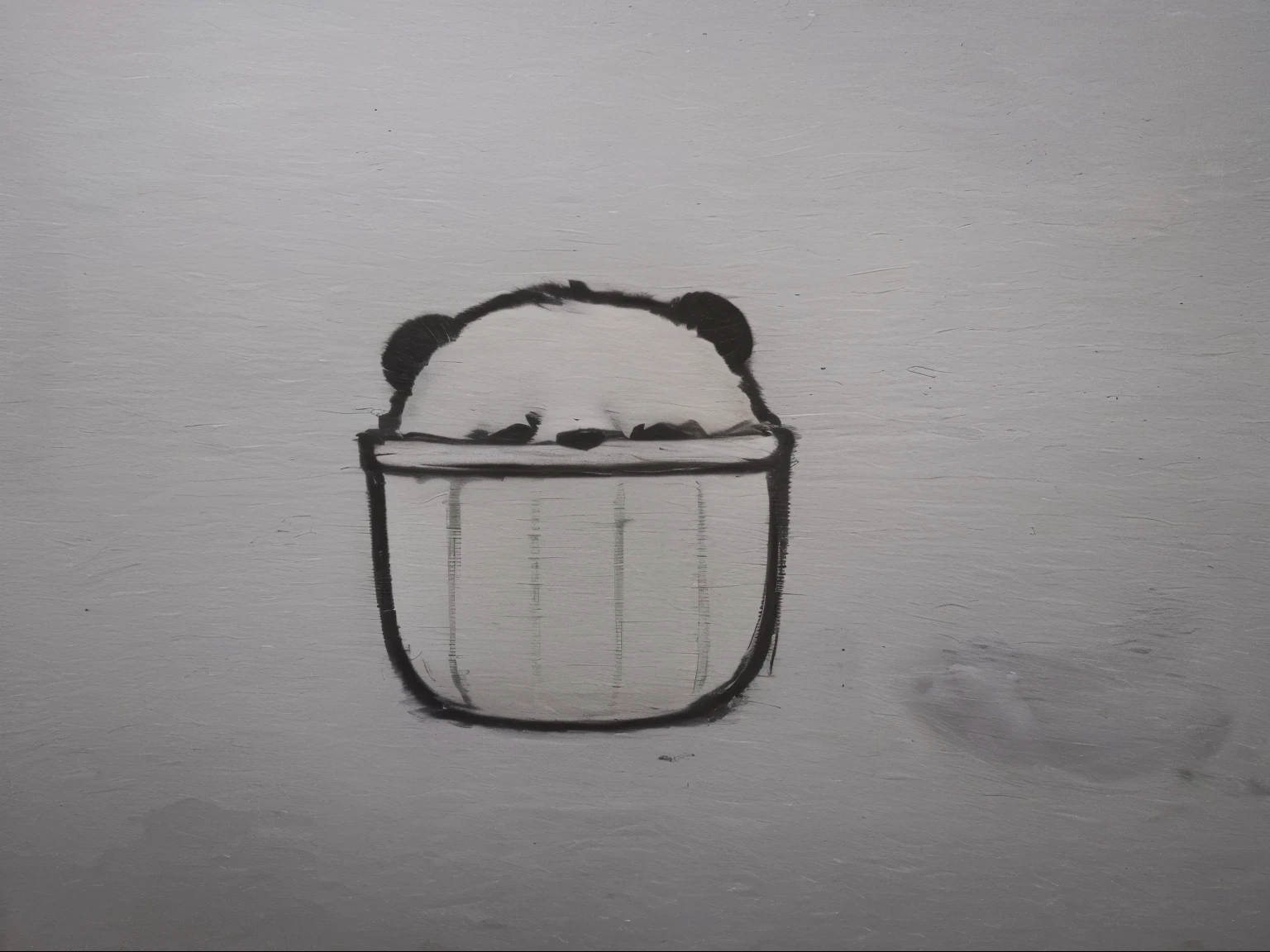 A panda soaks in a soft bucket,Doll style