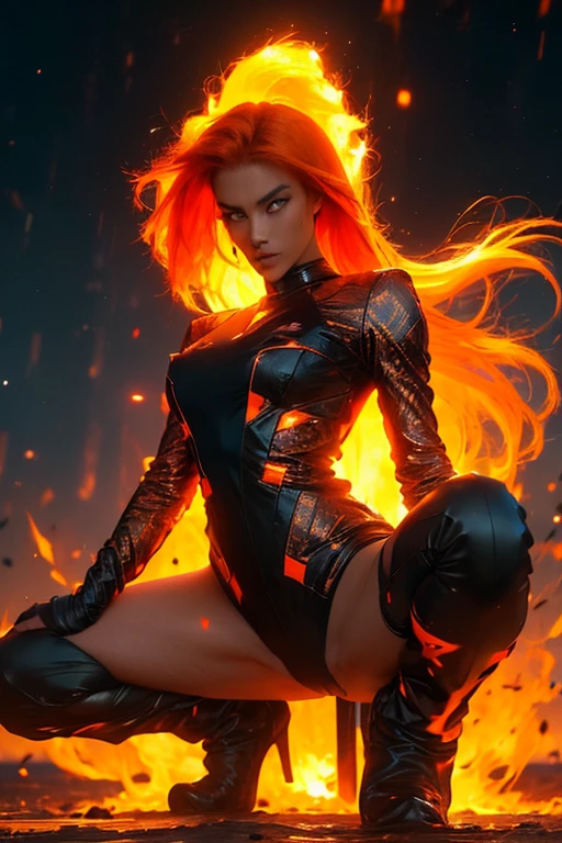 exterior, hailey baldwin, tawny skin Latina, long fiery red-orange hair blonde asymmetric bangs, starfire DCU DC COMICS, whore, HIGH CUT costume thong see through translucent violet latex long sleeve center seam leotard,boob window, nude naked, oiled (ultra pornstar make up, smokey eyes, eyeliner, mascara, eyeshadow) cameltoe wardrobe malfunction, glossy lips, tiny panties, shaved pussy cameltoe, high heel stiletto boots, SHEER TRANSPARENT LEOTARD BOOB WINDOW, sweaty oiled aroused, horror, creepshot, sci-fi, detailed deep cameltoe pussy-wedgie, trying to escape danger. huge fiery explosion (exciting dynamic action pose she stands in front of a huge oil fire explosion fire smoke background, extreme dramatic creepshot angles , alsangels, depth of field, 8k photo, HDR, professional lighting, taken with Canon EOS R5, 75mm lens, sci-fi, cinematic shot, dynamic lighting, 75mm, Technicolor, Panavision, cinemascope, sharp focus, fine details, 8k, HDR, realism, realistic, key visual, film still, superb cinematic color grading, depth of field, extreme camera angles, rule of thirds, trending on artstation, off center composition, creepshot, pantypeek, front view, (wet oiled sweaty aroused) edgy. wide-angle shot, handheld shot, dramatic angle, extreme angle shot, cinematic shot, dynamic lighting, 75mm, Technicolor, Panavision, cinemascope, sharp focus, fine details, 8k, HDR, realism, realistic, key visual, film still, cinematic color grading, depth of field,her fiery hair blowing wildly in the wind leaving a fire trail from her hair, back view sexy ass