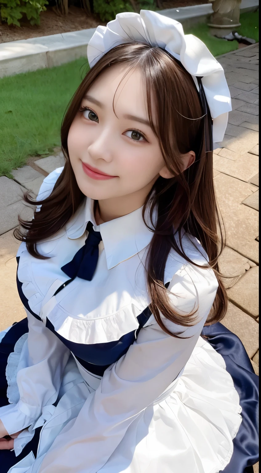 (top-quality、8K、32K、masuter piece、nffsw:1.2)、profile、(slim figure:1.2)、(s lips) 、18year old、kawaii pose、Show your teeth and smile、a blue dress、Colossal tits、二重まぶた、shinny skin、Realistic rays、mare、beauitful face、(A smile:1.3)、crouching down、(From  above:1.2)、(a closeup:1.4)、blurry backround、(Front Focus)、(Dark: 1.6)、Fantasy Art、photoRealstic、Professional Lighting、extra detailed face、Award-winning、deep-shadows、A path lined with flourishing cherry blossom trees