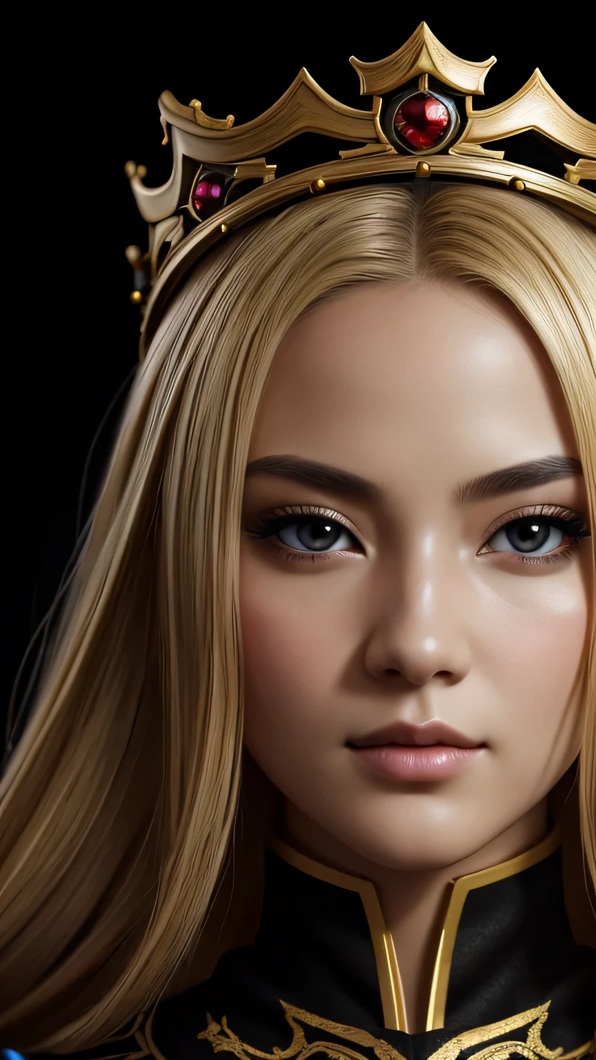 black background、a beautiful empress portrait, blonde hair, Perfect black eyes, Brilliantly, Impossible impressive big Christmas headpiece, clothes Santa robes, everything Christmas, snow, symmetry, Drafoodic Studio Lighting, Rococo, baroque, vegetables, Asian, hyper realism, close, d&d, fantasy, Complex, elegant, very detailed, digital painting, art station, octane rendering, 8K, concept art, food, sharp focus, (((close up of face))), masterpiece, 最high quality, high quality, High resolution, ((black background))