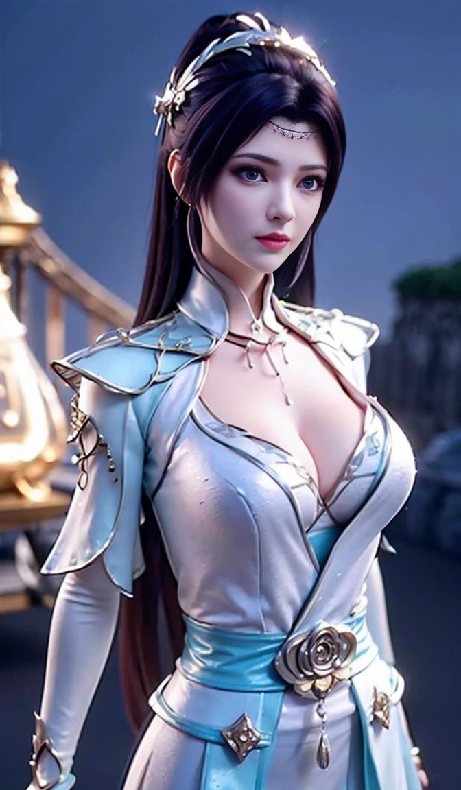 Black background wall, blurred background, highest quality, close-up of a woman, perfect face, perfect figure, alluring, charming, ultra hd, textured skin, super detail, 8k, super fine, extra large breasts, huge breasts, breast exposure, perfect face, delicate eyes, seductive, charming, half nude, 3d rendered character art 8K, fantasy characters, 3DCG, close-up of a woman, perfect face, perfect figure, alluring, charming, hands to the back, looking at me head-on, stereoscopic, textured skin, super detailed characters , 8k, fantasy characters, 3DCG, masterpiece, CGstation, peerless beauty, 3DCG, movie bloom, movie soft light, skin type, flawless, delicate nose, peerless beauty, sister, royal sister, 3D movie character 8K, movie bloom, movie soft light, skin white as jade, flawless, god