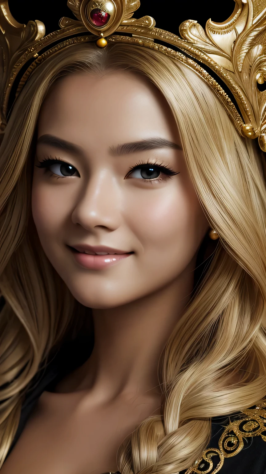 A woman with a crown on her head and long blonde hair - SeaArt AI