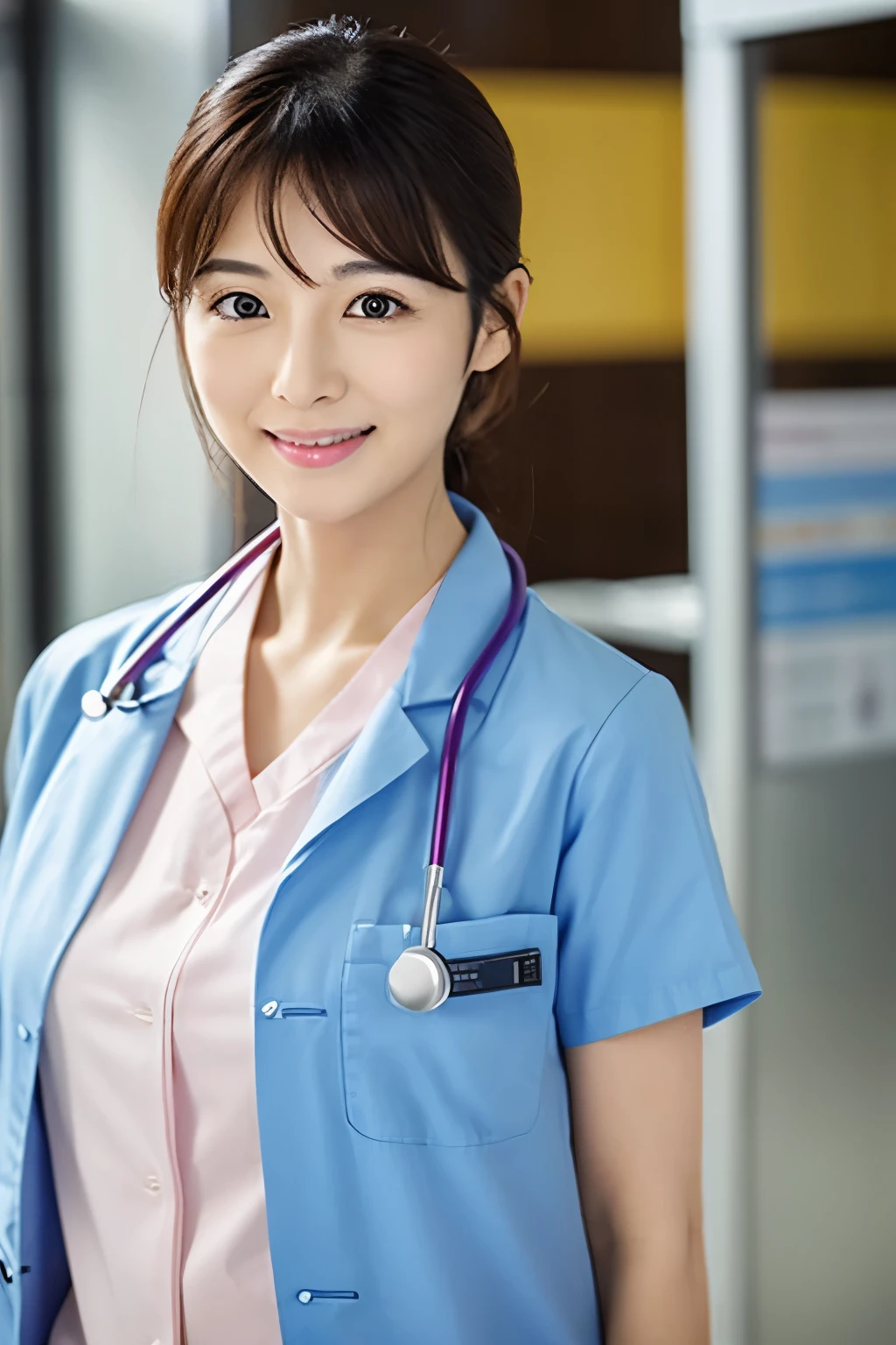 Female doctor、physician、Beautie、ren、hospitals、clinic、The upper part of the body、Healthy、japanes、cute little、unclear、Herren、faces、Facing the front、General Hospital