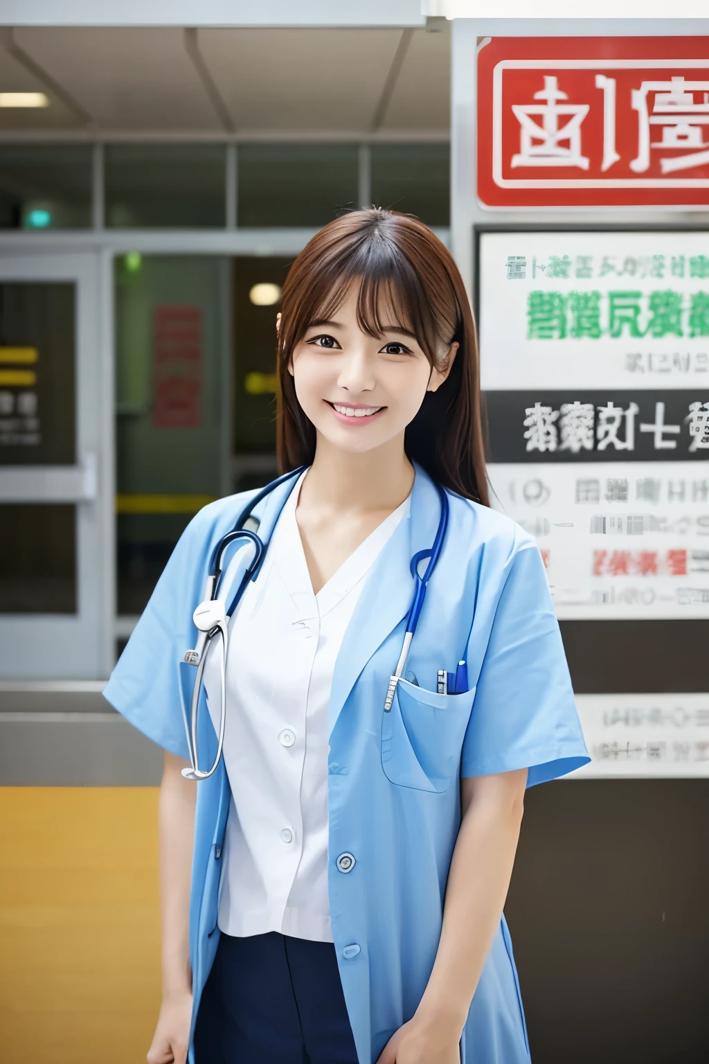 Female doctor、physician、Beautie、ren、hospitals、clinic、The upper part of the body、Healthy、japanes、cute little、unclear、Herren、faces、Facing the front、General Hospital