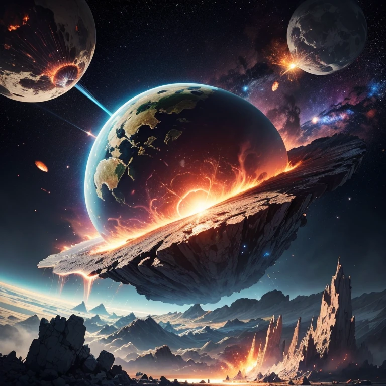 universe,Planet destroyed by falling meteorite,Destructive,爆発するuniverse戦艦