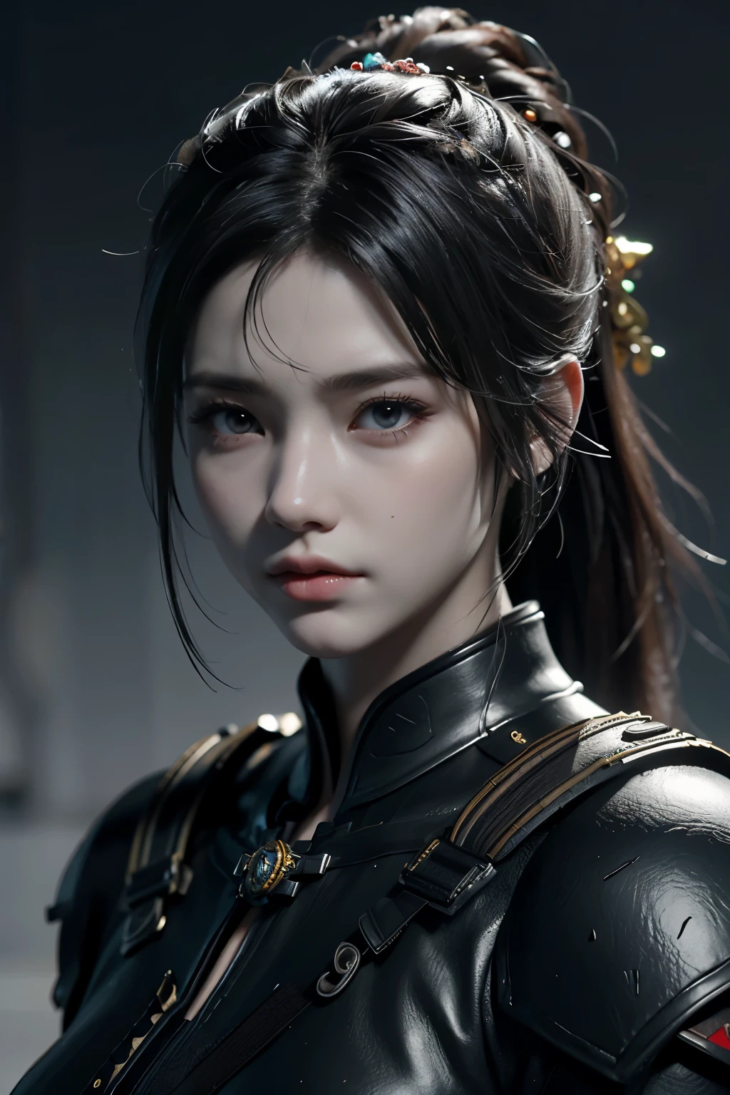 Game art,The best picture quality,Highest resolution,8K,(A bust photograph),(Portrait),(Head close-up),(Rule of thirds),Unreal Engine 5 rendering works, (The Girl of the Future),(Female Warrior),
20岁少女,(Female warriors in ancient China),An eye rich in detail,(Big breasts),优雅高贵,冷漠,(Brave),
中国的人物,奇幻风格,
拍照姿势,野外背景,Movie lights,Ray tracing,Game CG,((3D Unreal Engine)),oc渲染反射纹