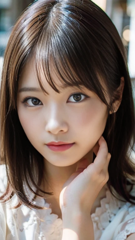 (8K、Raw photo、highest quality、Masseter muscle part:1.2)、super detailed、super resolution、(realistic、realistic pictures:1.37)、Portrait、High-definition RAW color photo、professional photography、hvery detailed and beautiful、very detailed、8K image wallpaper、amazing details、huge file size、official art、Hvery detailed CG Unity 8K wallpapers、very detailed美女、very detailed顔、very detailed目、very detailed肌、very fine fingers、hvery detailed nose、very detailed詳細な口、perfect anatomy、detailed background、detailed clothing、1 girl、30 generations:1.4、Beautiful woman、realistic body、、white skin、glowing skin、Because I'm slender、handsome body、black haired、short hair、(dull bangs: 1.2)、shy smile、cute、cute faces、lifelike face、delicate eyes、See-through、earrings、look at the camera、cowboy shot、dynamic lighting、medium breasts、beautiful feet、gravure,open front dress,slouch、Showing the whole body