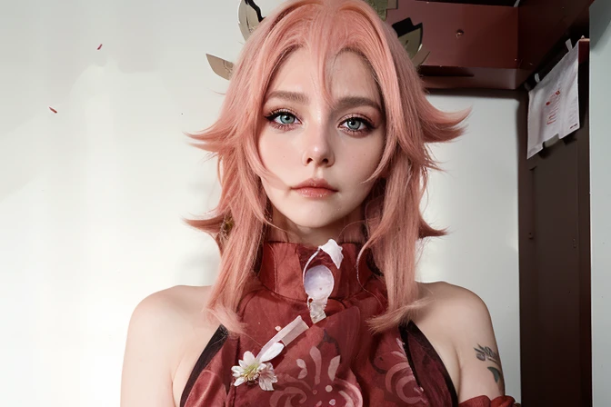 a close up of a person com cabelo rosa and green eyes, haruno sakura, Sakura Haruno, Sakura Haruno in slug sage mode, de naruto, garota de anime chamada Lucy, como personagem de anime, com cabelo rosa, tsunade de naruto, inspirado em Tsuruko Yamazaki, pink iconic character, personagem feminina de anime, Yayoi Kasuma