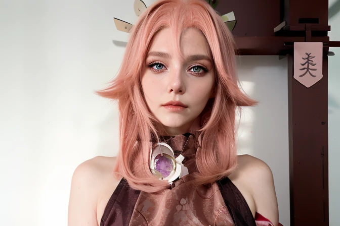 a close up of a person com cabelo rosa and green eyes, haruno sakura, Sakura Haruno, Sakura Haruno in slug sage mode, de naruto, garota de anime chamada Lucy, como personagem de anime, com cabelo rosa, tsunade de naruto, inspirado em Tsuruko Yamazaki, pink iconic character, personagem feminina de anime, Yayoi Kasuma