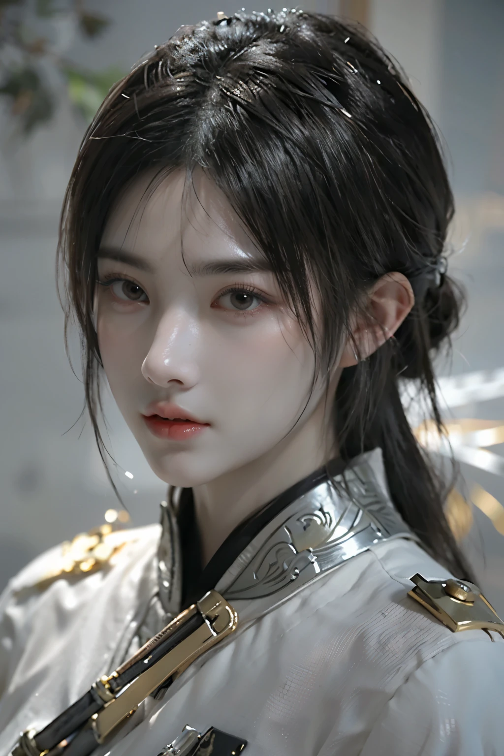 Game art,The best picture quality,Highest resolution,8K,(A bust photograph),(Portrait from bust:1.5),(Head close-up),(Rule of thirds),Unreal Engine 5 rendering works, (The Girl of the Future),(Female Warrior),
20岁少女,(The warrior in ancient China),An eye rich in detail,(Big breasts),优雅高贵,冷漠,(Brave),
(The costume of Chinese swordsman elements,Costumes of ancient Chinese characters,A random pattern of clothing,Ribbon,Joint Armor,Rich dress details,)中国人物,奇幻风格,
拍照姿势,野外背景,Movie lights,Ray tracing,Game CG,((3D Unreal Engine)),oc渲染反射纹