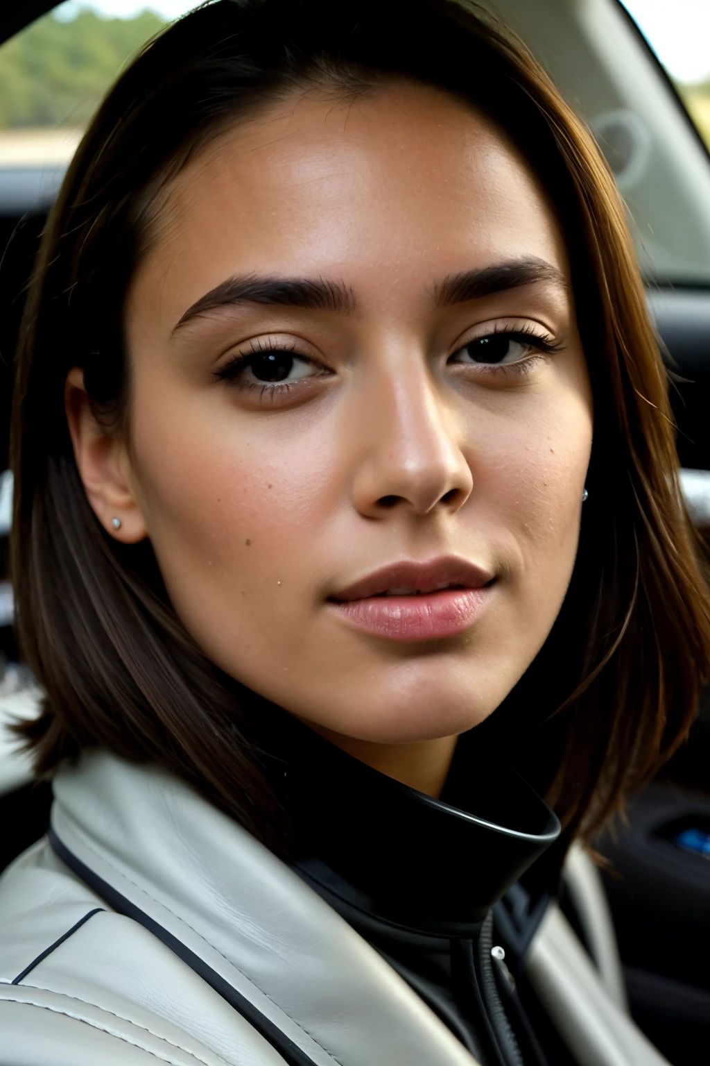 ((best quality)), ((masterpiece)), (detailed), perfect face, driving car
